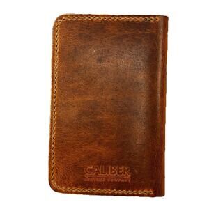 Caliber Leather Company Handmade Leather Card Holder Wallet Brown -503